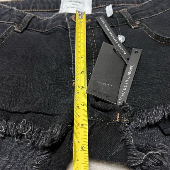 NWT One Teaspoon Dukes Denim/Jean Shorts Black Frayed Edge Low Rise Size 28 - Picture 8 of 9